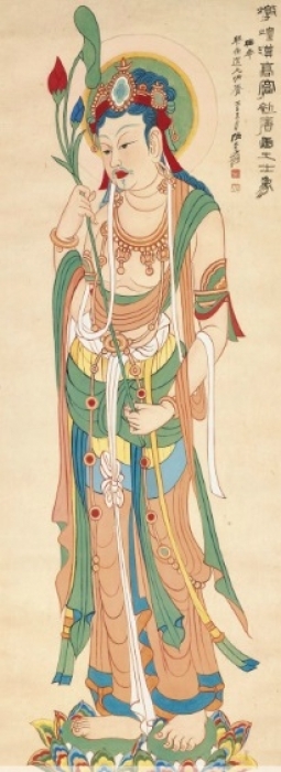 “Portrait de Guanyin de la peinture du début de la dynastie des Tang à la Grotte Mogao à Dunhuang”, peinture de portrait de ZHANG Daqian, est vendue au prix de 50,52 millions de dollars de HongKong