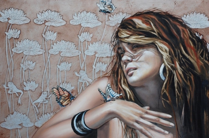 Galerie Dean Croft Peinture à l'huile - Rosa et le papillon