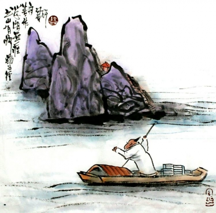 Lin Xinghu Art Chinois - La route dans la montagne de livres est la diligence, la mer des études n'a pas le bord où on fait le bateau avec la peine