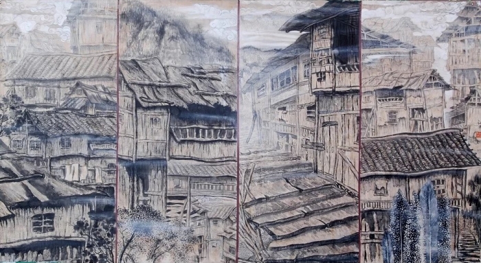 SONG Jiangcen Art Chinois - Village