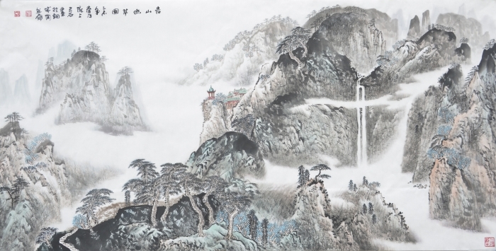 LIU Yuzhu Art Chinois - Le smaragdin tranquille dans les montagnes vertes