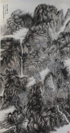LIU Yuzhu œuvre - La peinture des montagnes verdoyantes à l'automne