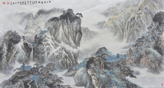LIU Yuzhu Art Chinois - Les cascades dans les montagnes vertes