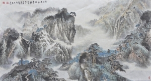 LIU Yuzhu œuvre - Les cascades dans les montagnes vertes