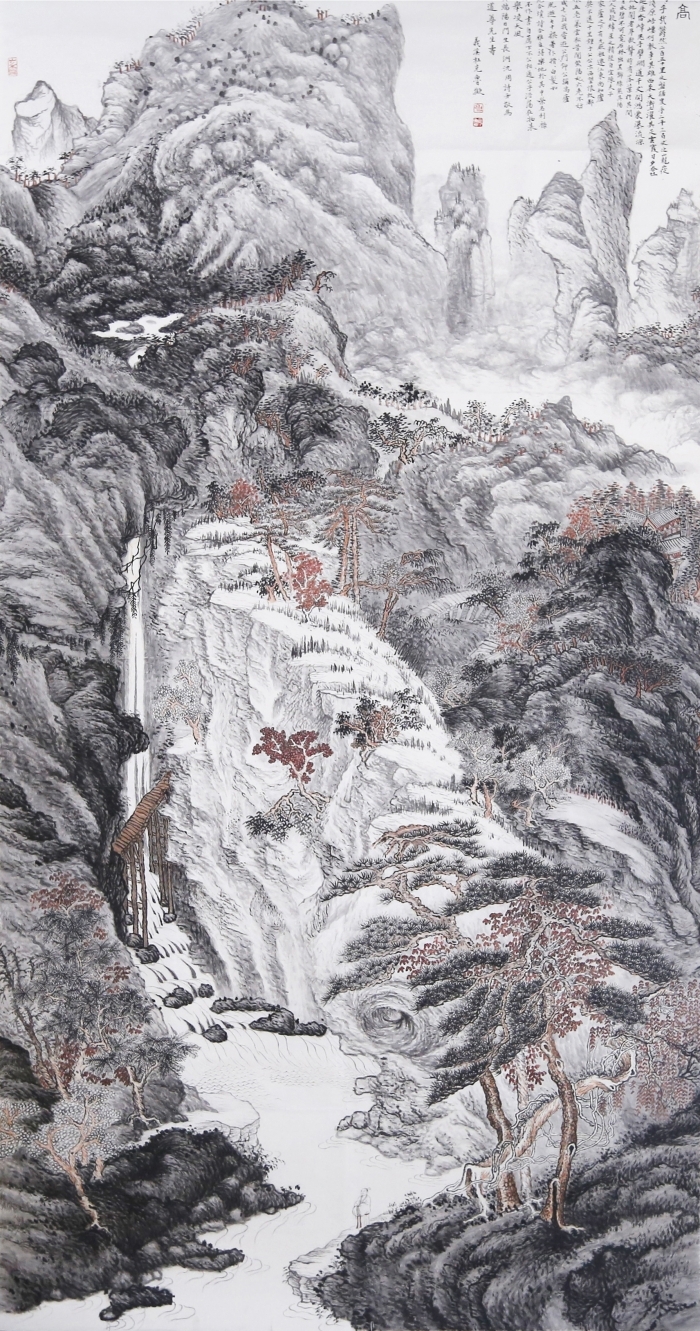 La galerie Fenghetang Art Chinois - La hauteur de la montagne LU, peinture d'imitation de SHEN Zhou
