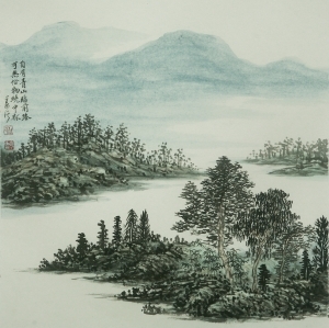 La galerie Fenghetang œuvre - Peinture petite et carrée des montagnes et du courant 5