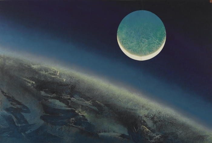 La peinture à l’huile de LIU Guosong “Paysage de la lune bleue” a été vendue au prix de 4,88 millions de dollars de Hongkong aux enchères de Sotheby
