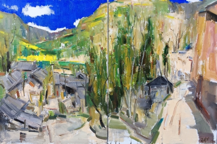 WANG Panpan Peinture à l'huile - Montagne lointaine