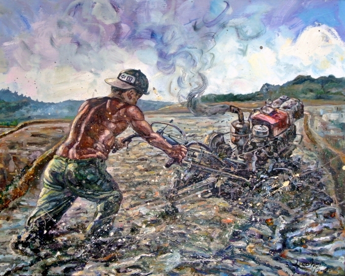 Cai Renchuang Peinture à l'huile - Le jeune homme de retour à la maison