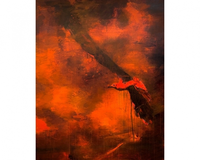 Michael Chen Types de peintures - Oiseau dans un feu de forêt