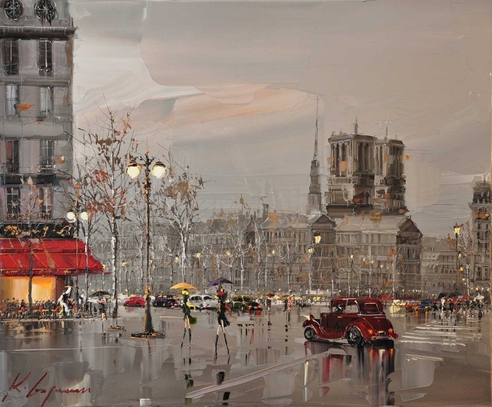 Kal Gajoum Peinture à l'huile - Paysage urbain parisien