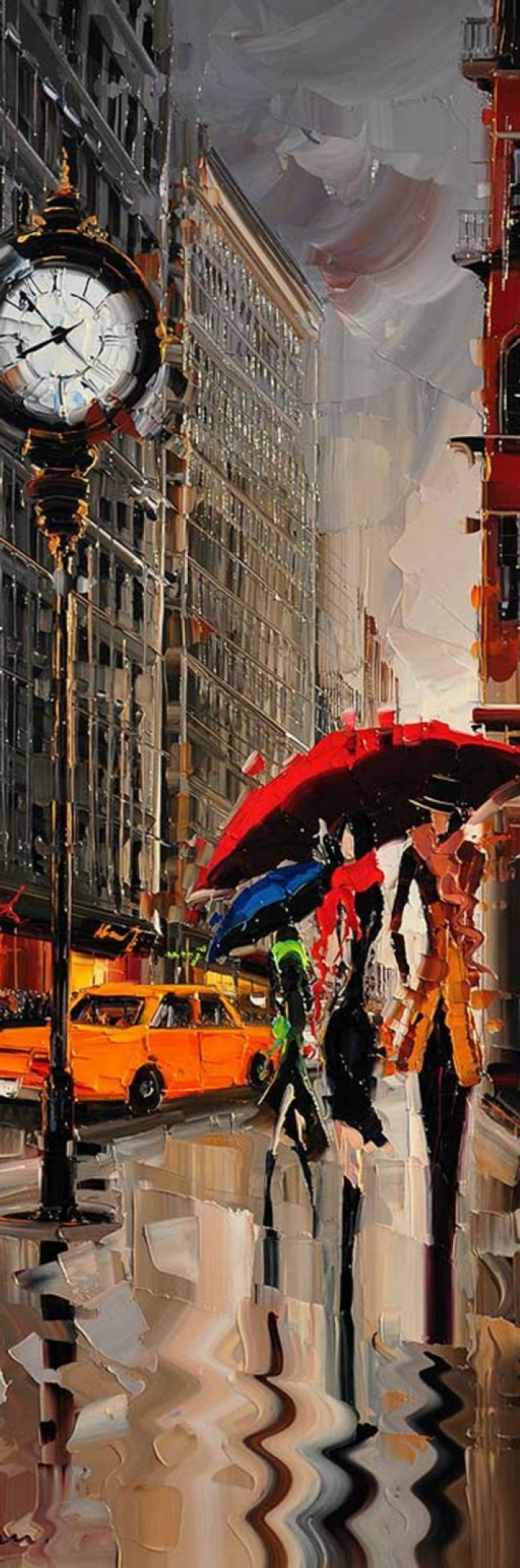 Kal Gajoum Peinture à l'huile - Parapluie rouge