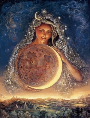 Peinture à l'huile contemporaine - déesses lune