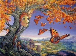 Peinture à l'huile contemporaine - arbre à papillons