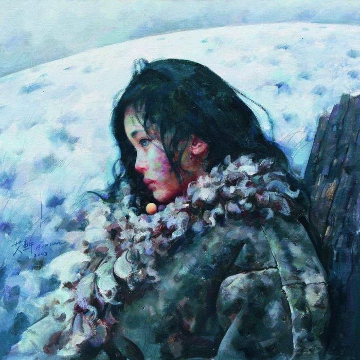 AI Xuan Peinture à l'huile - La neige tombait toujours doucement