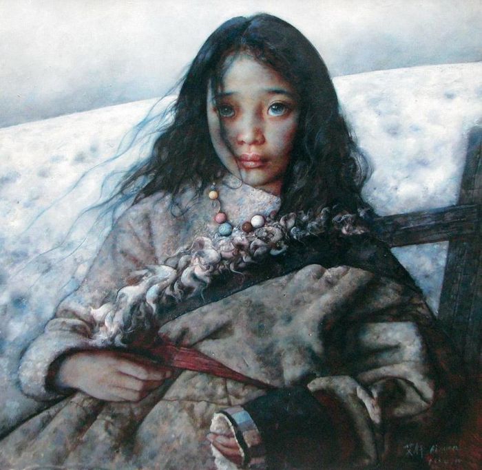 AI Xuan Peinture à l'huile - Désert après la neige