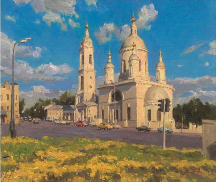 Bai Renhai Peinture à l'huile - Une église orthodoxe à Moscou