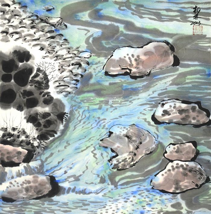 Bo Lin Art Chinois - À la recherche de la source de l'eau Paysage 2