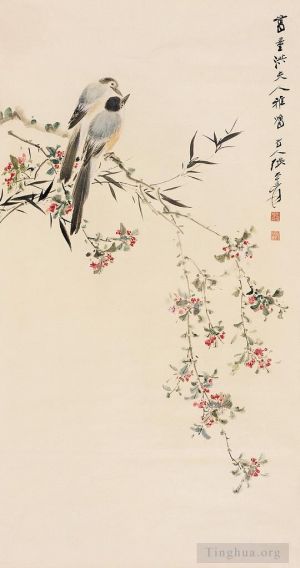 Art chinoises contemporaines - Oiseaux sur branches florales