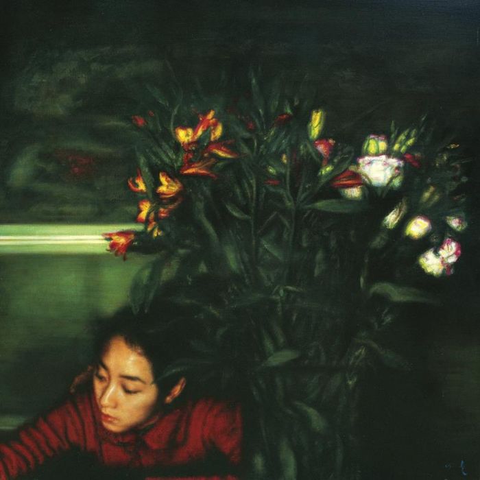 Chang Qing Peinture à l'huile - Parmi les fleurs