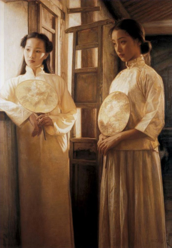 Chang Qing Peinture à l'huile - Deux beautés