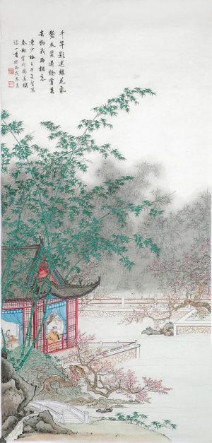 Chen Changzhi and Lin Qingping œuvre - Appréciez le bambou au printemps