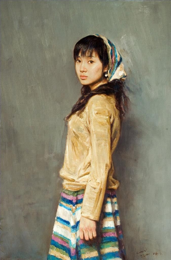 Chen Hongqing Peinture à l'huile - Regarder en arrière