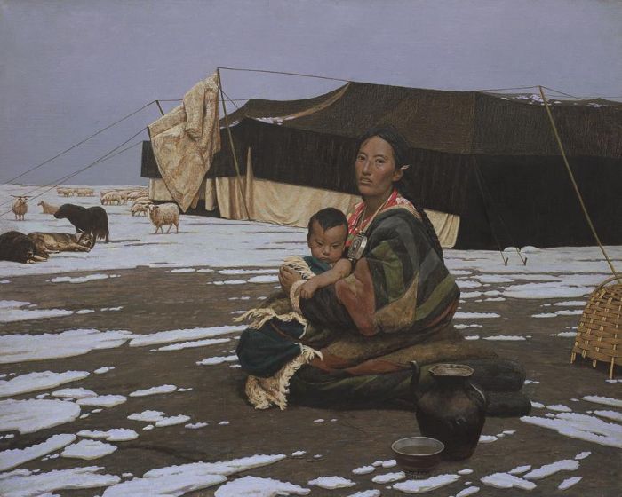 Chen Ning Peinture à l'huile - Il neige pendant un hiver