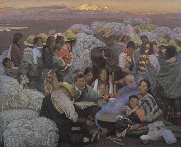 Chen Ning Peinture à l'huile - Lever du soleil à Gahai