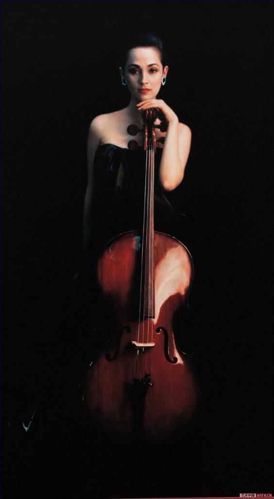 CHEN Yifei Peinture à l'huile - Fille de violoncelle