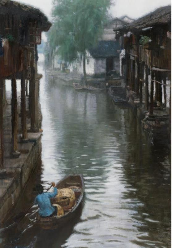 CHEN Yifei Peinture à l'huile - Campagne de Jiangnan 1984