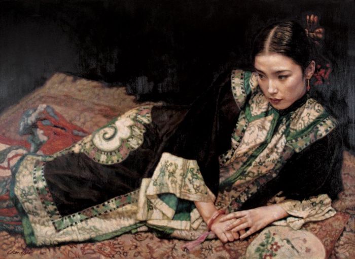 CHEN Yifei Peinture à l'huile - Dame sur le tapis