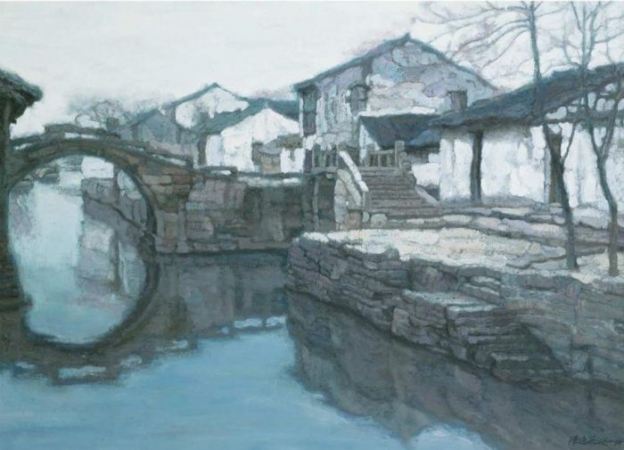 CHEN Yifei Peinture à l'huile - Mémoire de la ville natale de Twinbridge
