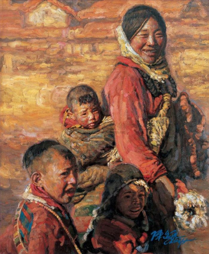 CHEN Yifei Peinture à l'huile - Mère et enfants 2