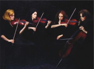 Peinture à l'huile contemporaine - Quatuor à cordes