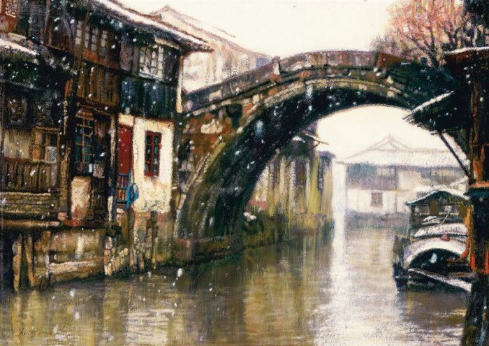 CHEN Yifei Peinture à l'huile - Paysage de Suzhou