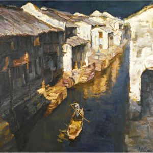 Peinture à l'huile contemporaine - Paysage de Suzhou