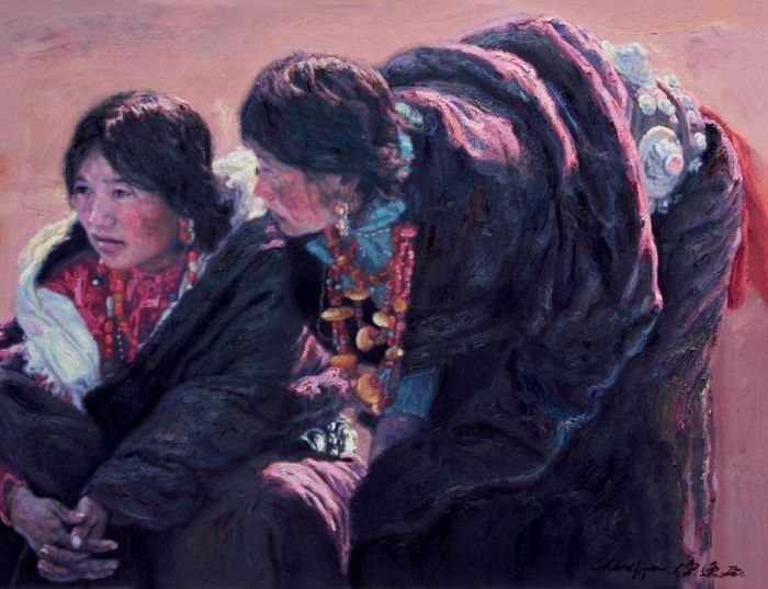 CHEN Yifei Peinture à l'huile - Femme tibétaine