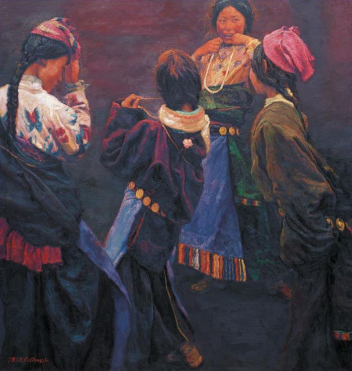 CHEN Yifei Peinture à l'huile - Fille tibétaine 2004