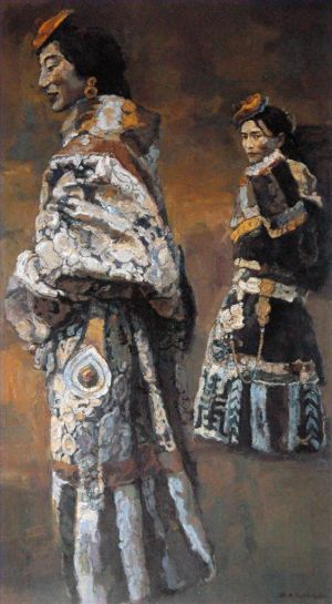 Peinture à l'huile contemporaine - Femmes nobles tibétaines