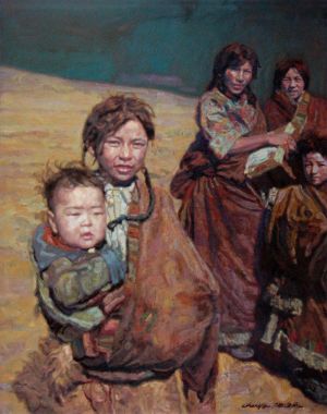 Peinture à l'huile contemporaine - Tibétains