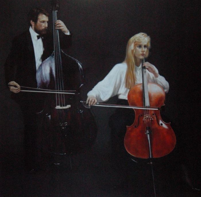 CHEN Yifei Peinture à l'huile - Alto et violoncelliste
