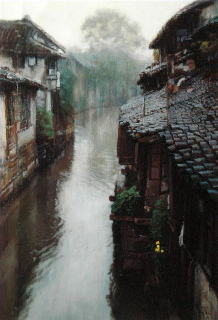 CHEN Yifei Peinture à l'huile - Ondulations des villes d’eau