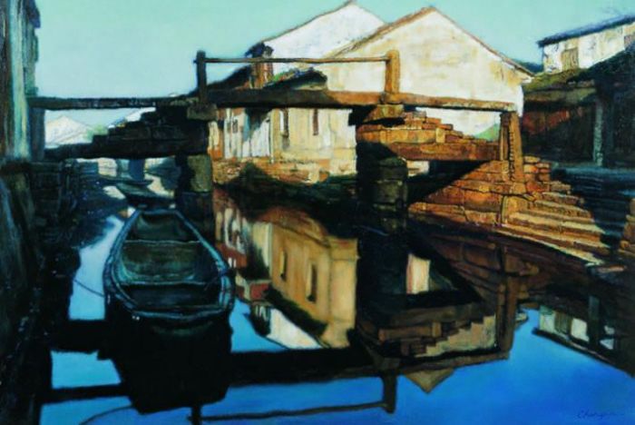 CHEN Yifei Peinture à l'huile - Ruisseau des villes d’eau