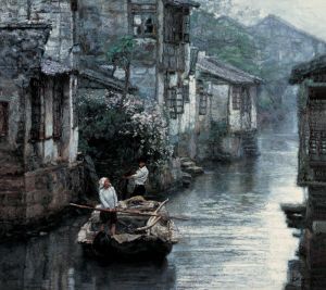 CHEN Yifei œuvre - Pays aquatique du delta du fleuve Yangtze, 1984