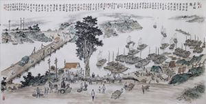 Chen Dezhou œuvre - Un vieux port sur le fleuve