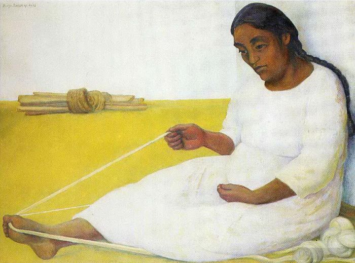 Diego Rivera Peinture à l'huile - Filature indienne