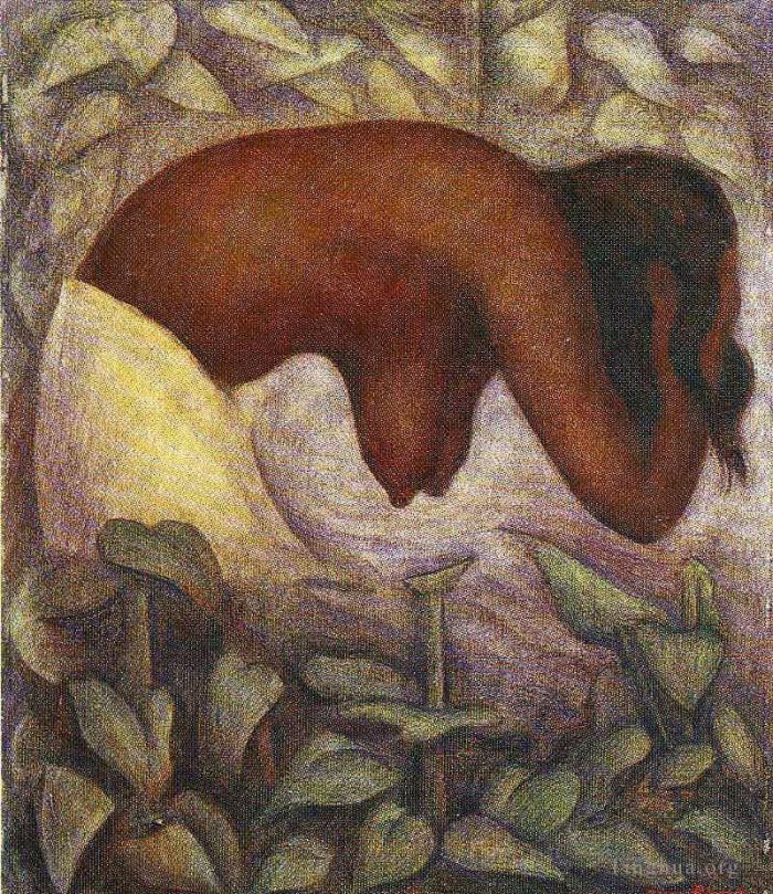 Diego Rivera Peinture à l'huile - Baigneuse de Tehuantepec 1923