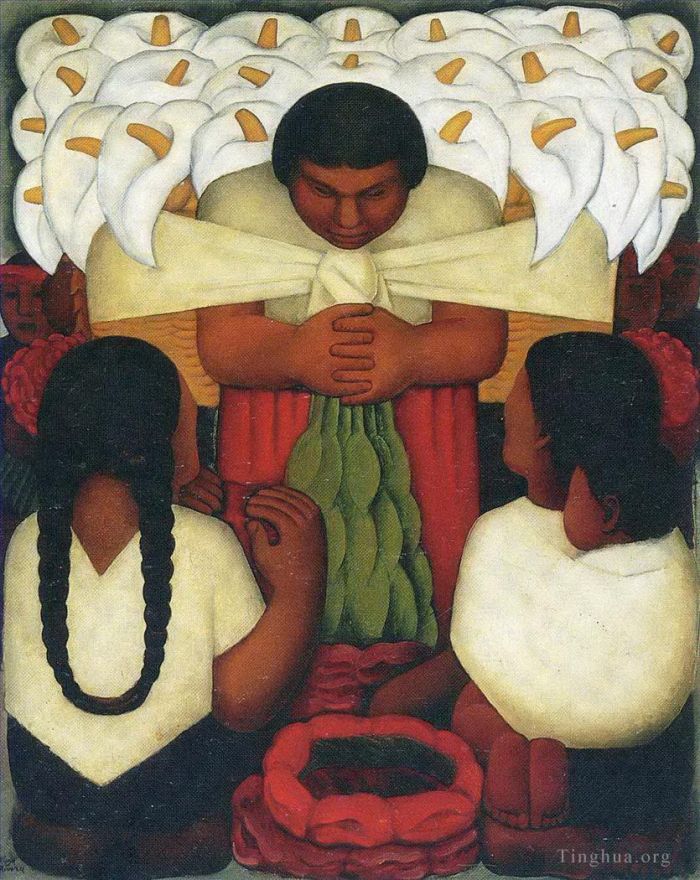 Diego Rivera Peinture à l'huile - Fête des fleurs 1925