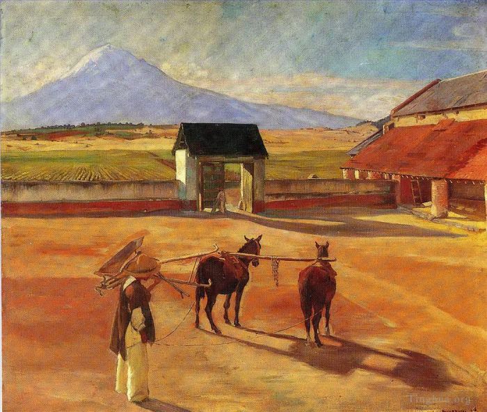 Diego Rivera Peinture à l'huile - La époque de l'aire de battage 1904